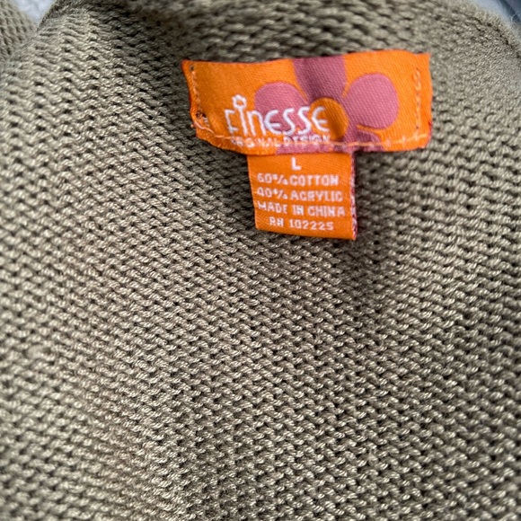 ⛷️Olive Green Long Sleeve Crop Front Hooded Sweater Sz L - Picture 9 of 10